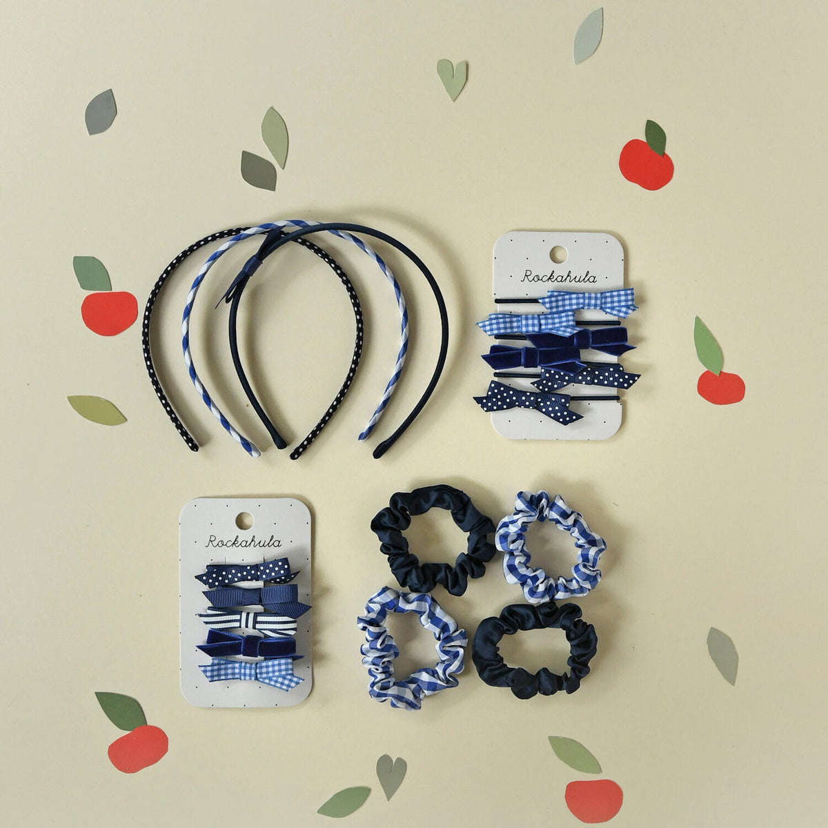 Rockahula Kids | Scrunchies - School Check & Satin Blue