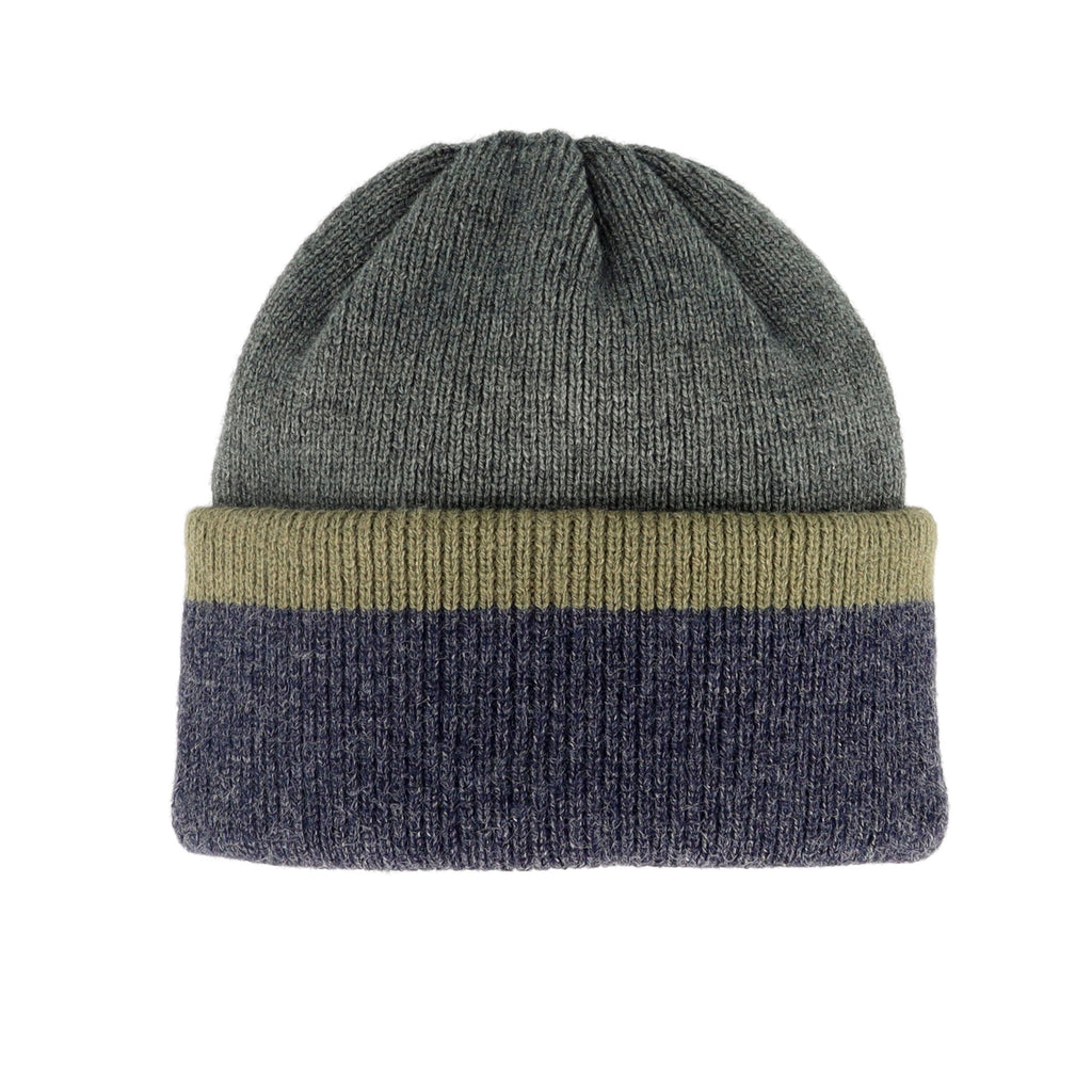 maximo | Baby-Strickmütze / Beanie mit Umschlag – dreifarbig