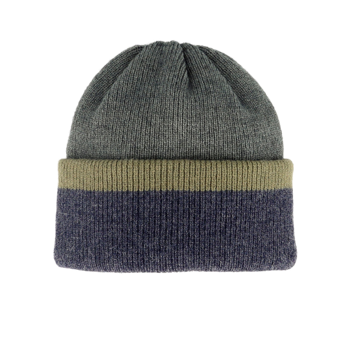 maximo | Baby-Strickmütze / Beanie mit Umschlag – dreifarbig