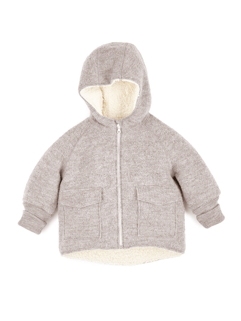 Halfen | Wollwalk Winterjacke mit Teddy - Greige