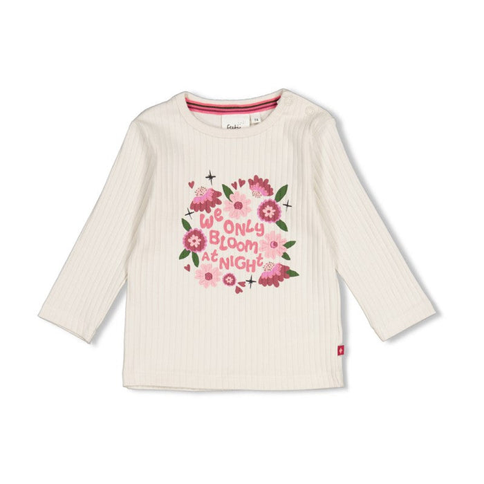 Feetje | Geripptes Longsleeve – Moon Flower