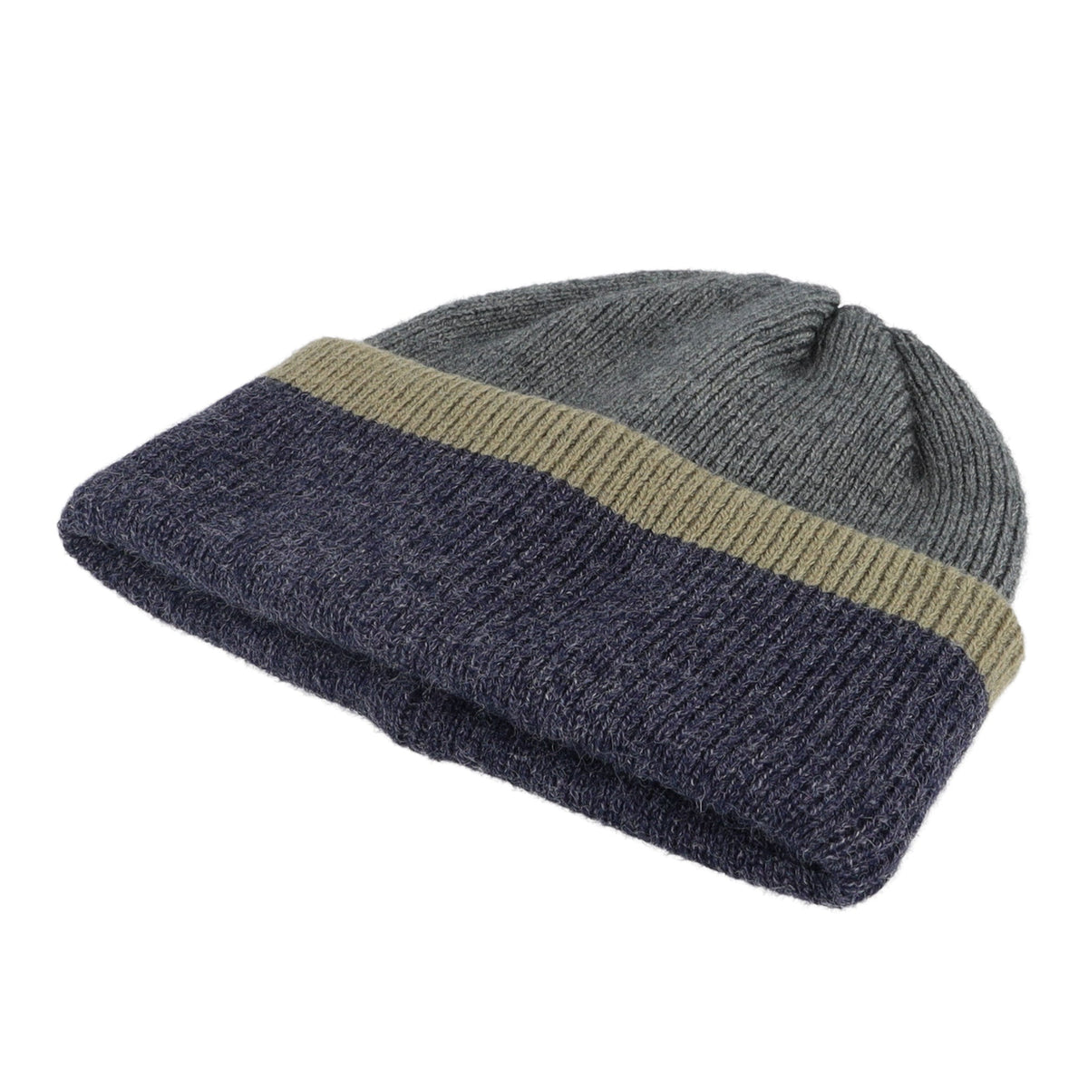 maximo | Baby-Strickmütze / Beanie mit Umschlag – dreifarbig